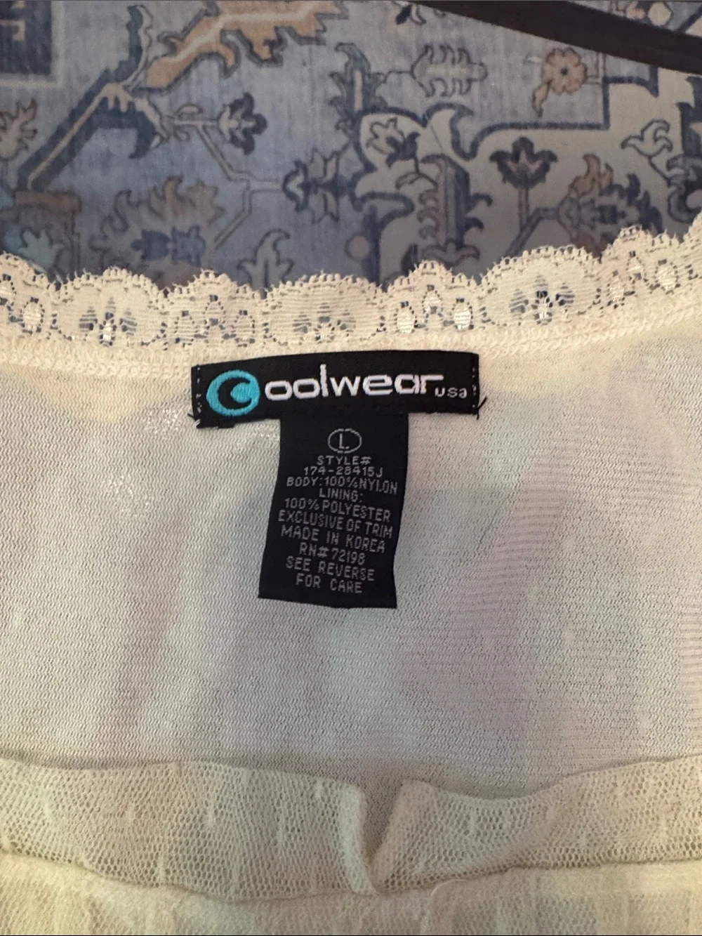 Coolwear Cream Lace-Trim Sheer Camisole Top - Picture 2 of 6